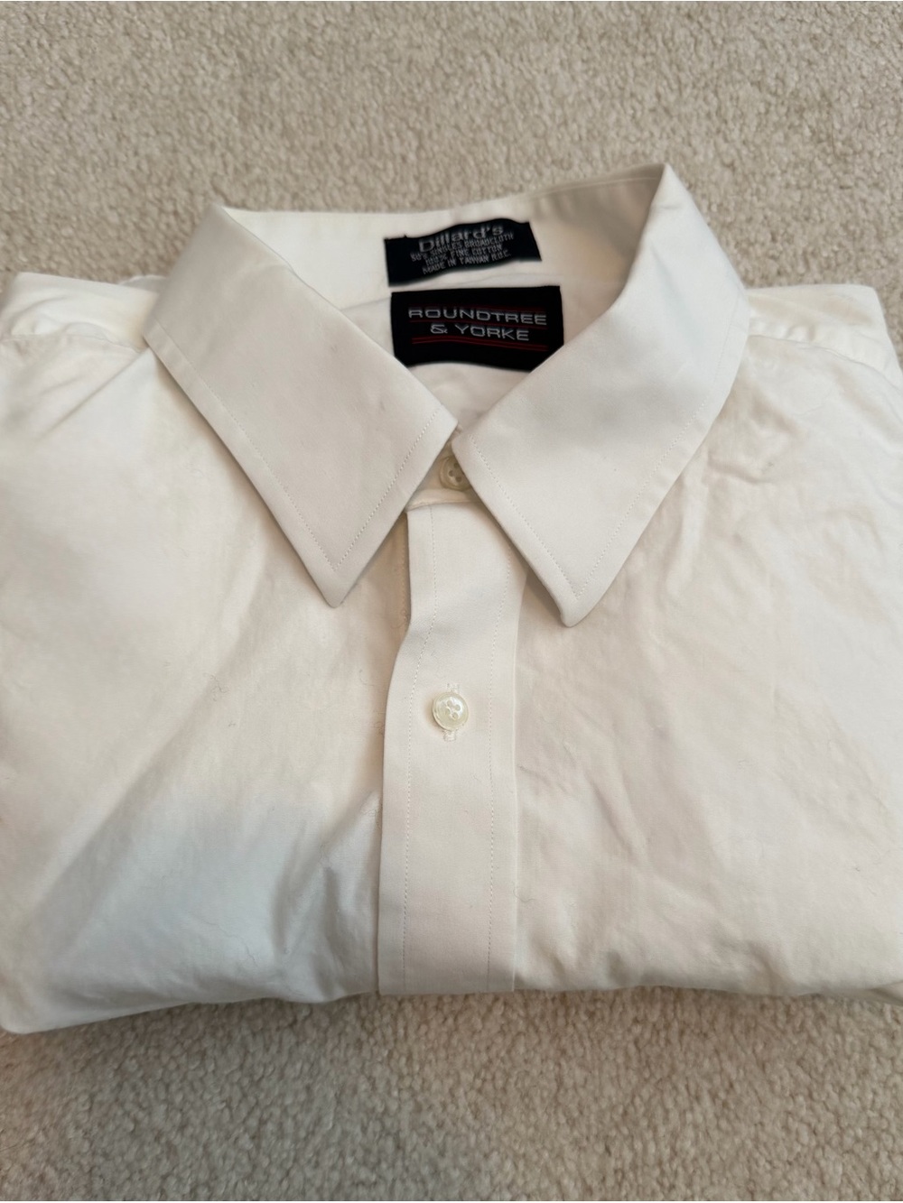 Roundtree & Yorke Men's White Dress Shirt - Point Collar